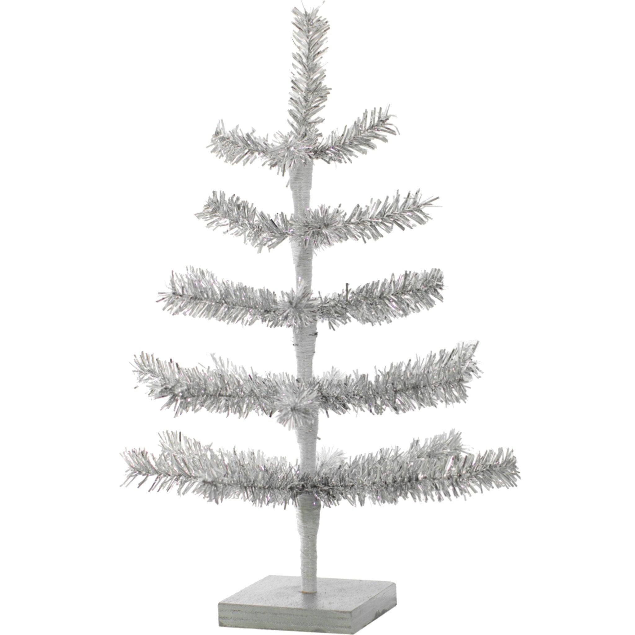18in Vintage Silver Christmas Tinsel Trees Made by Lee Display